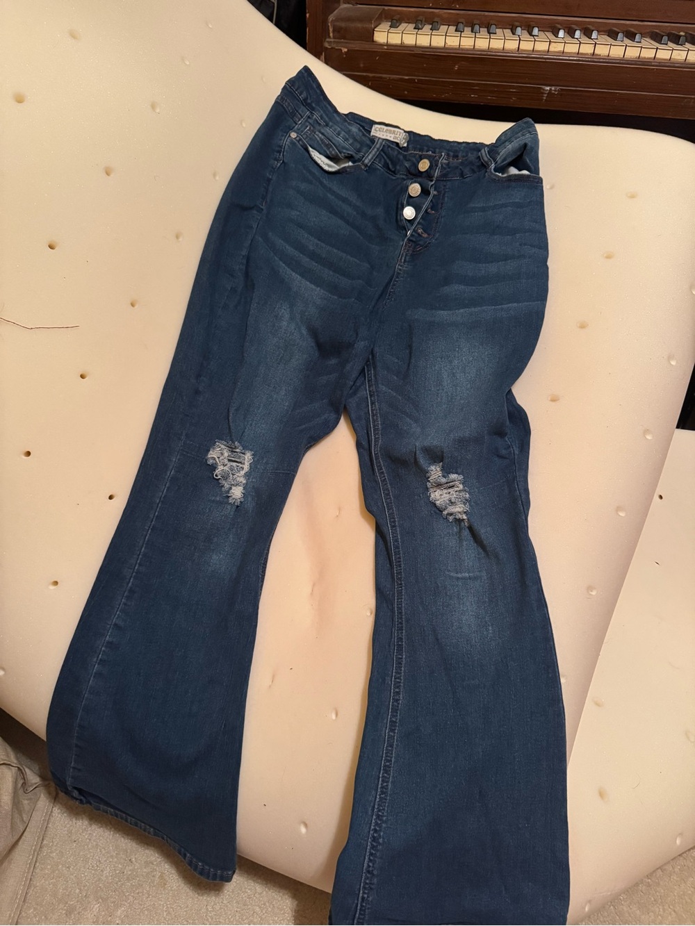 Women’s Dark Blue Distressed Flare Jeans size 12